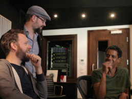 Edward Maclean, Tobias Backhaus and Matti Klein enjoy their time at Jazzanova Recording Studios during the recording of Me&You, Edward's 2nd solo album