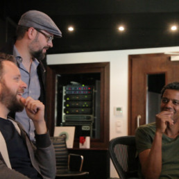 Edward Maclean, Tobias Backhaus and Matti Klein enjoy their time at Jazzanova Recording Studios during the recording of Me&You, Edward's 2nd solo album
